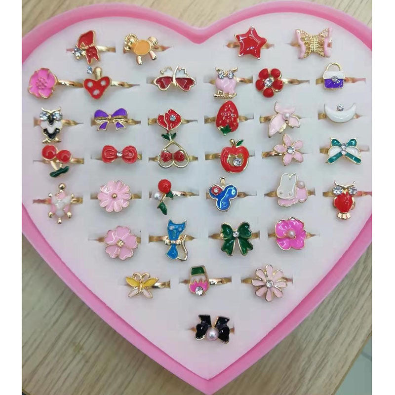 New Korean Version Alloy Cartoon Fruit Children Ring Cute Princess Jewelry Wholesale