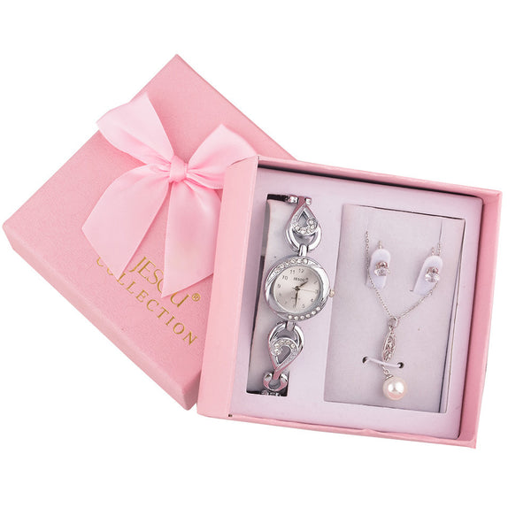 Ladies Watch Gift Box Set Necklace Earrings Combination