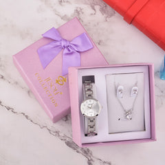 Ladies Watch Gift Box Set Necklace Earrings Combination