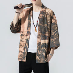 Kimono Cardigan Outerwear Blouse Mens Cardigan Loose Jacket Coat Baggy Tops