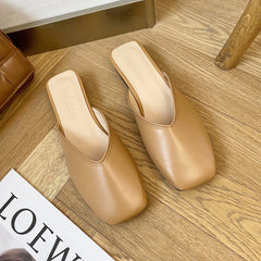 Gentle Wind Thick Heel Baotou Sandals And Slippers Women Spring And Summer New Style Net Infrared Wear Half Slippers All-Match Female Shoes