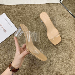 Transparent Word With Sandals And Slippers, Fairy Style High-heeled Women's Shoes With Thick Heels