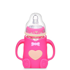 Baby Silicone Glass Baby Bottle Anti-fall And Anti-colic