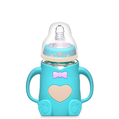 Baby Silicone Glass Baby Bottle Anti-fall And Anti-colic