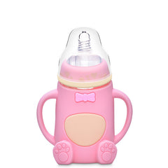 Baby Silicone Glass Baby Bottle Anti-fall And Anti-colic