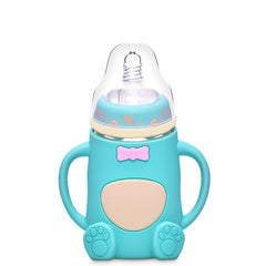 Baby Silicone Glass Baby Bottle Anti-fall And Anti-colic