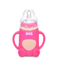 Baby Silicone Glass Baby Bottle Anti-fall And Anti-colic