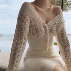 See-through Knitted Cardigan Outerwear Top