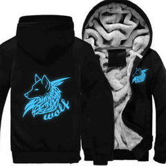 Men Women Night Luminous Wolf Printed printed Jacket Sweatshirts Thicken Hoodie Coat Clothing