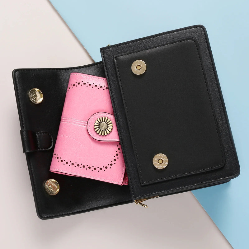 Small Women Wallet Genuine Leather Bifold Purse RFID Blocking Card Holder