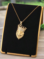 Lion Head Pendant Necklace For Men (Gold/Silver)