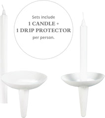 Plastic Holder Candle Drip Protectors with 4.25" X 1/2" Candles - Easy to Hold White Plastic Candle Holders - Ideal for Candlelight, Memorial, & Congregational Services - Set of 100