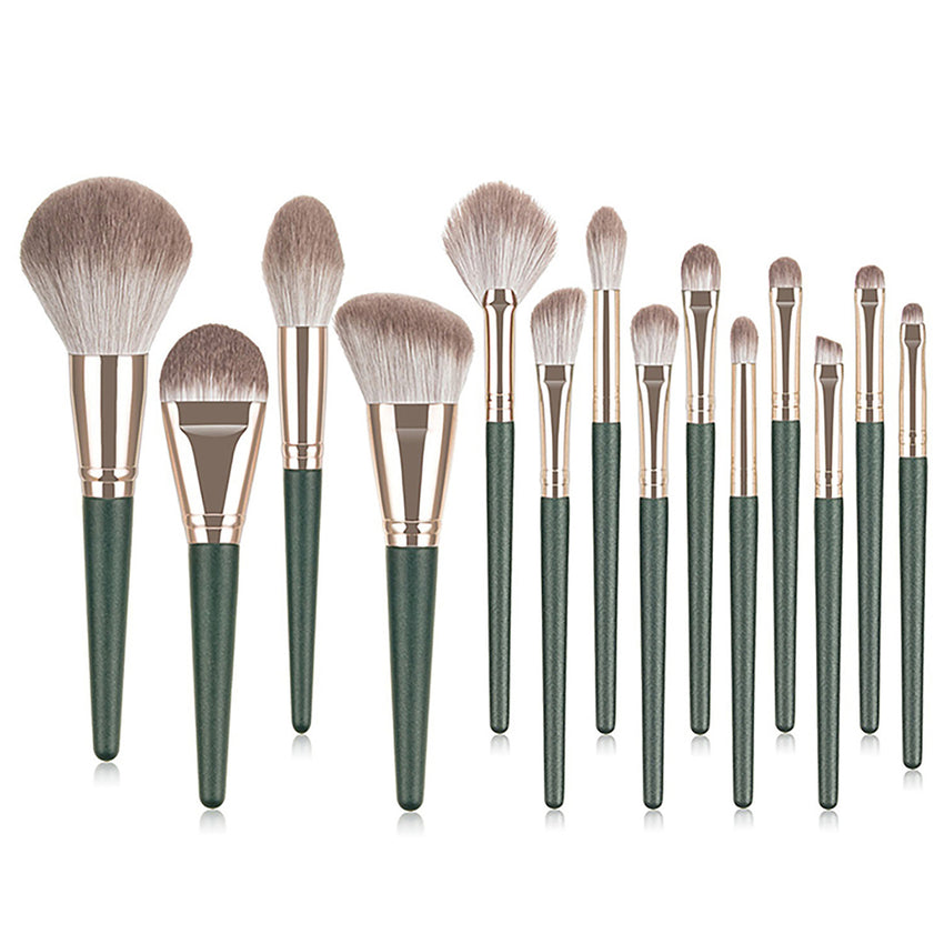 Green Cloud 14 Makeup Brushes Suit