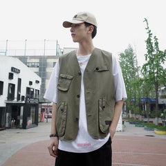 Outerwear Trendy Men's Loose Overalls Vest