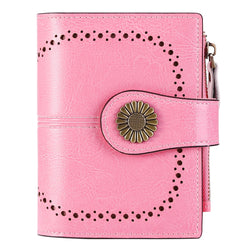 Small Women Wallet Genuine Leather Bifold Purse RFID Blocking Card Holder