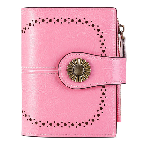 Small Women Wallet Genuine Leather Bifold Purse RFID Blocking Card Holder