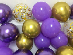 Latex Balloons Purple and Gold ¡§C12Inch Violet Lilac Lavender Metallic Chrome Gold Balloons Assorted for Wedding Baby Shower Birthday Women Girls Party Decorations 50Packs