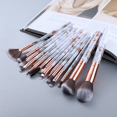 15 Marbled Design Makeup Brushes Set