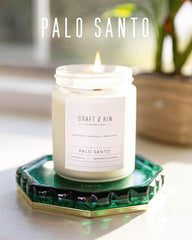 Palo Santo Scented Candle | 8 Oz 45 Hour Long Lasting | Classic Soy Candles Wood Wick | Made with Natural Soy | Gifts for Men and Women