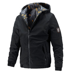 Men's Hooded Jacket Trendy Casual Workwear Jacket Double-sided Wear Outerwear