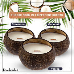 Scented Soy Coconut Shell Candles - Wood Wick Scented Candles Made with Real Coconut Shells (Coconut)