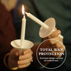 Plastic Holder Candle Drip Protectors with 4.25" X 1/2" Candles - Easy to Hold White Plastic Candle Holders - Ideal for Candlelight, Memorial, & Congregational Services - Set of 100