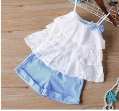 Summer Children Clothes Big Bow T-Shirt Shorts Clothing Set