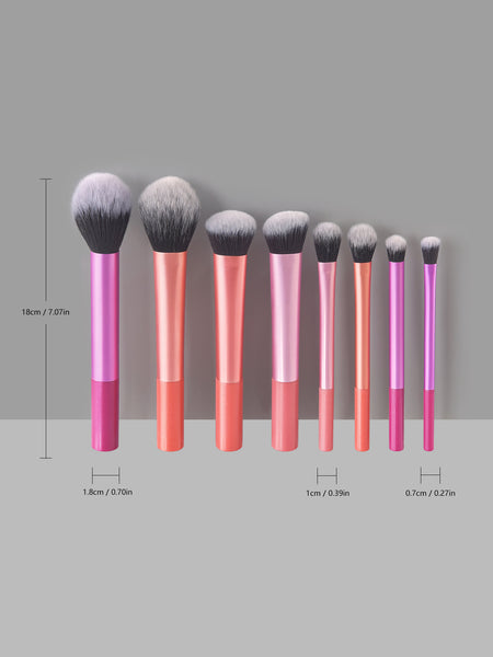 8 Long Tube Makeup Brushes Suit Multicolor