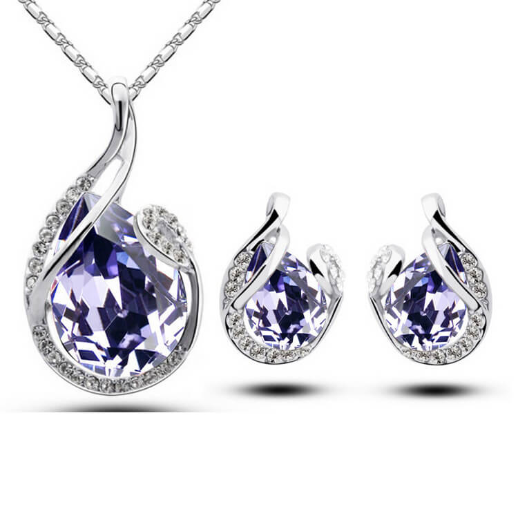 3-Piece Rhinestone Necklace Set | Rhinestone Jewelry Set With Earrings