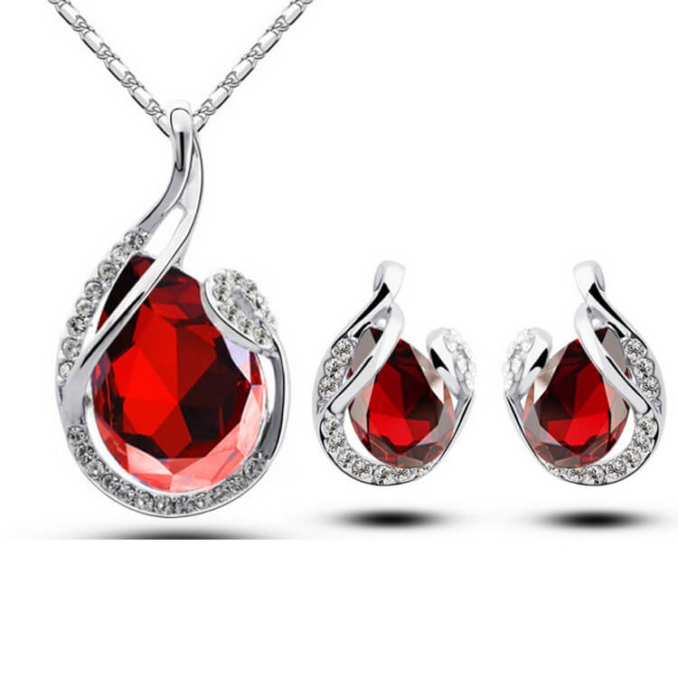 3-Piece Rhinestone Necklace Set | Rhinestone Jewelry Set With Earrings