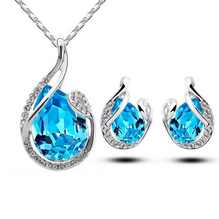 3-Piece Rhinestone Necklace Set | Rhinestone Jewelry Set With Earrings