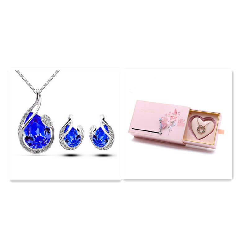 3-Piece Rhinestone Necklace Set | Rhinestone Jewelry Set With Earrings
