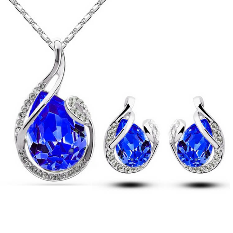 3-Piece Rhinestone Necklace Set | Rhinestone Jewelry Set With Earrings