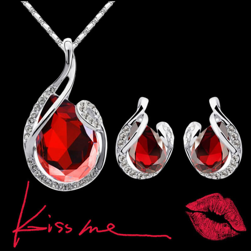 3-Piece Rhinestone Necklace Set | Rhinestone Jewelry Set With Earrings