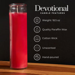 7 Day Red Pillar Candles - Set of 3, 90 Hour Burn Time, Unscented, Religious & Memorial Candles