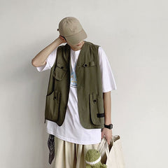 Outerwear Trendy Men's Loose Overalls Vest