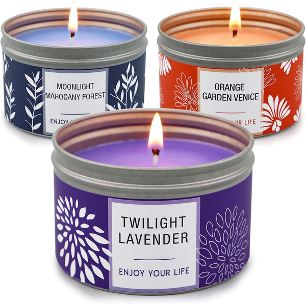 Scented Candle Clearance: 3 Pack Long Lasting Soy Candles for Home, Valentine'S Day Gifts - Lavender, Orange Blossom & Mahogany Aromatherapy