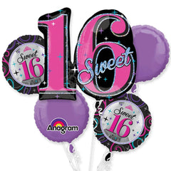 Sweet 16 Pink Theme Foil Balloon Bouquet