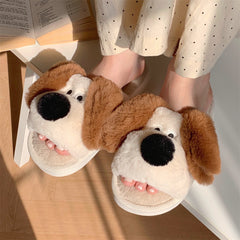 Thermal Soft Soled Confinement Shoes Women's Autumn And Winter Three-dimensional Puppy Fluffy Cotton Slippers