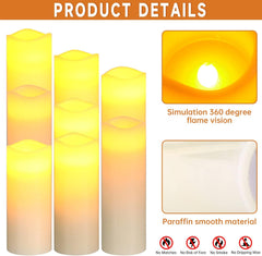 Flameless Candles LED Pillar Candles ，Battery Operated Candles Wich Remote and Timer, Real Wax,Set of 9