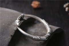 Matte Silver Lotus Leaf Lotus Bracelet For Children