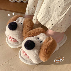 Thermal Soft Soled Confinement Shoes Women's Autumn And Winter Three-dimensional Puppy Fluffy Cotton Slippers