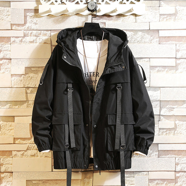 Men's Streamer Hooded Jacket Slim Fit Casual Outerwear