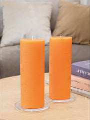 3X8 Inch Pillar Candle Set of 2 - Decorative Rustic Candles Unscented and No Drip Candles - Ideal as Wedding Candles or Large Candles for Home Interior - Orange Candles