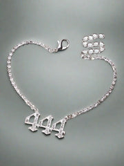 Rhinestone Number Charm Bracelet