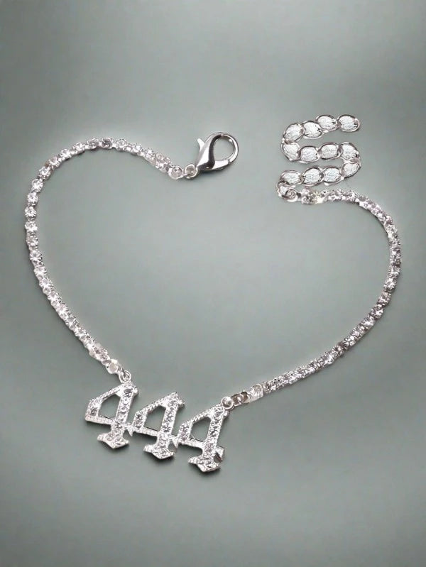 Rhinestone Number Charm Bracelet