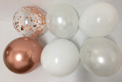 Latex Balloons White Rose Gold ¨C 12Inch Matte Pearl White Metallic Chrome Rose Gold Confetti Party Balloons for Birthday Bridal Baby Shower Wedding Graduation Decor 60Packs