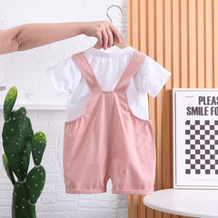 Summer Children Cotton T-shirt Suspender Suit