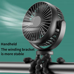 Baby Stroller Fan Hand Held Rechargeable USB Bladeless Small Folding Fans Mini Ventilator Silent Table Outdoor Cooler Neck Fan