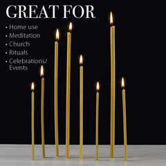 Pure Beeswax Candles - Honey-Scented, Decorative Thin Taper Candles - Ideal for Birthday Decoration or Church Prayers - Drip Free, Tall & Smokeless Pack of 200 Pcs, 6.3 X 0.2 Inch